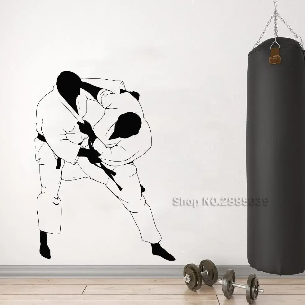 Arts Jiu Jitsu Wall Stickers Decal Martial Fight Sports Rooms MMA Vinyl Stickers Gym Decor Murals Removable Wall Wallpaper LC601