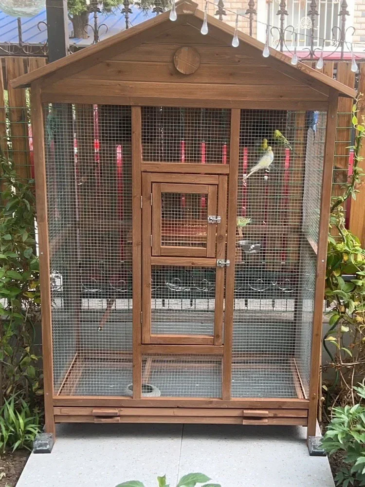 

Wooden bird cage, parrot cage, large solid wood breeding Multi functional