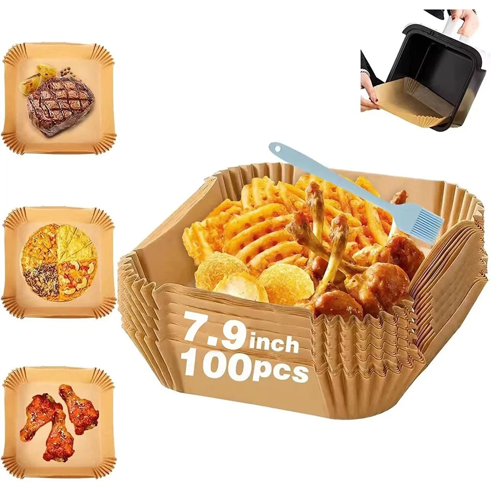 Papier de cuisson pour friteuse à air chaud, papier de cuisson pour friteuse à air chaud, papier antiadhésif pour poulet, papier étanche, paquet de 100, 20 cm