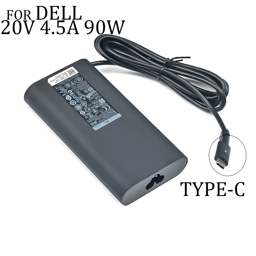 Nova 20v 4.5a 90w Usb tipo c Adaptador de Alimentação ac Carregador Laptop para Dell Latitude 5280 5480 5580 La90pm170 Tdk33 Carregador Portátil
