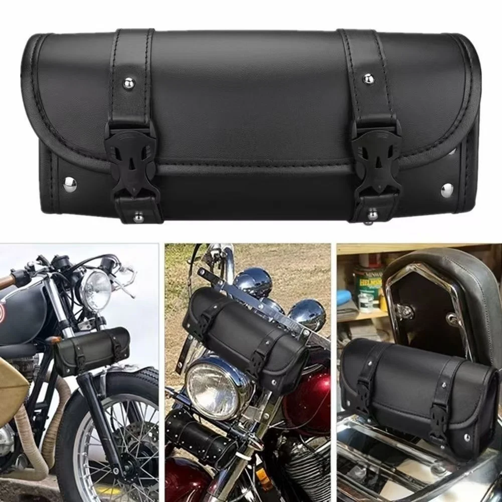 Quick Release Buckle Motorcycle Front Bag Compatible with Electric Bikes Spacious PU Tool Storage Lightweight Design