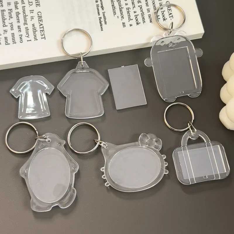5 Buah Gantungan Kunci Bingkai Foto Kosong Gantungan Kunci Akrilik Bening Masukkan Foto Terpisah Liontin Kunci Lucu Gantungan Kunci DIY Hadiah Ulang Tahun Pasangan