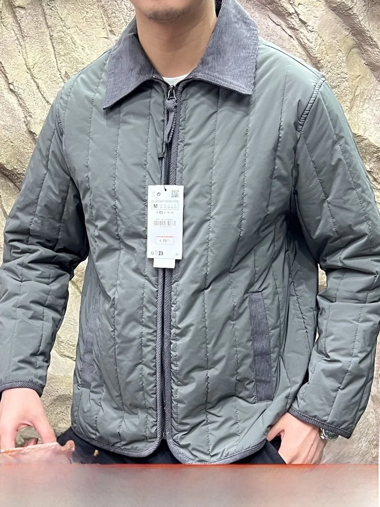 

Стеганая хлопковая куртка с ромбовидным узором Thiened для мужчин, осенне-зимняя теплая верхняя одежда, повседневная одежда со стойкой