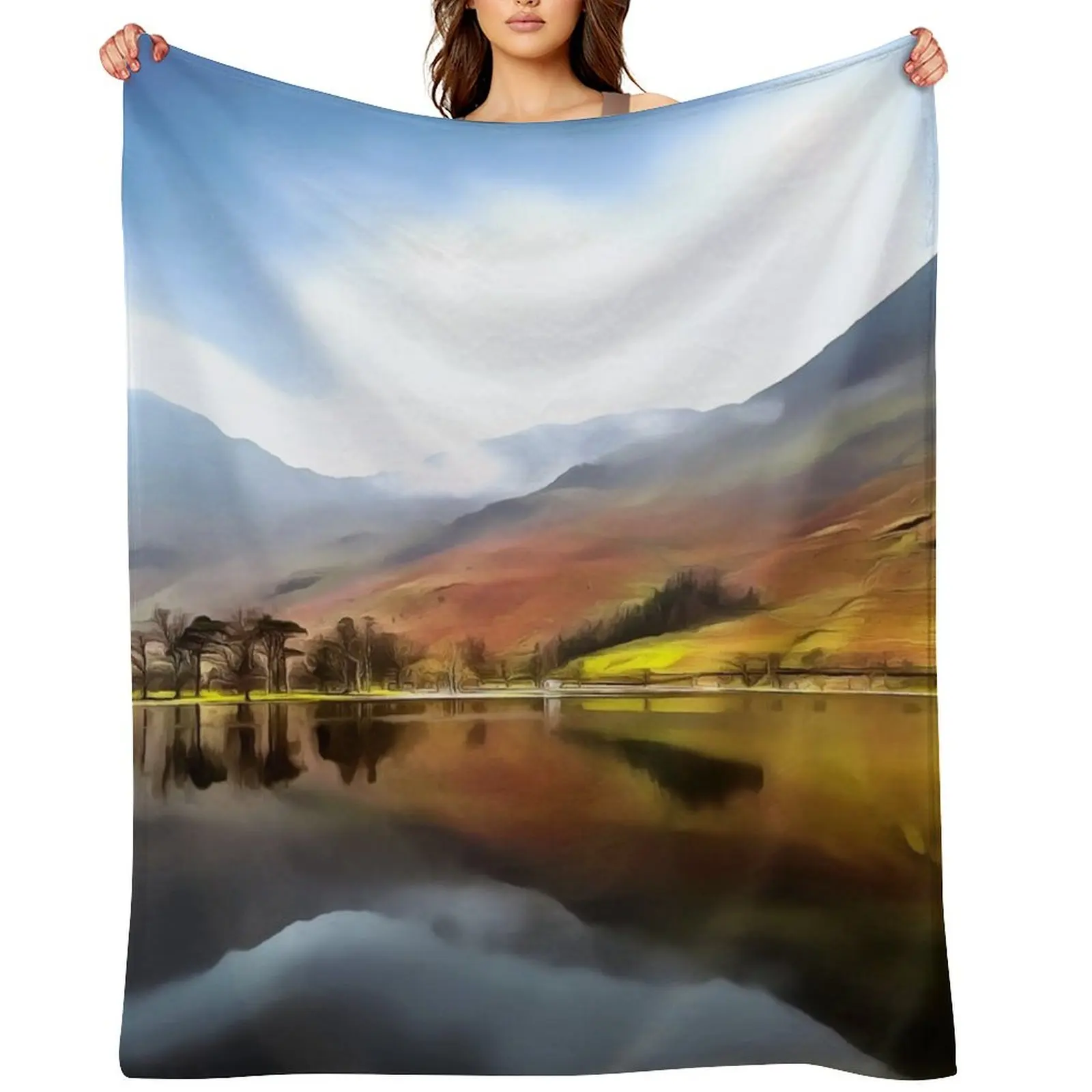 

Buttermere (Painting) Throw Blanket Luxury Designer Designers Multi-Purpose Plaid on the sofa Blankets