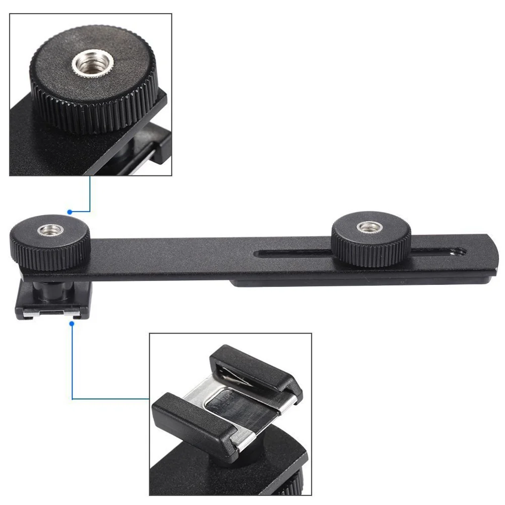 

Dual Camera Bracket Mount Aluminum Alloy Support 2 Cameras Hot Shoe Simultaneously Dv Shooting Dual Tripod Mount For