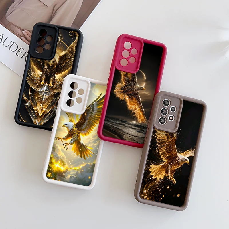 Funda de teléfono con diseño de diamante dorado y águila elegante para OPPO Reno 13 F 12 11 10 Pro Plus A98 A58 Find X3 X5 X8 Lite, funda suave