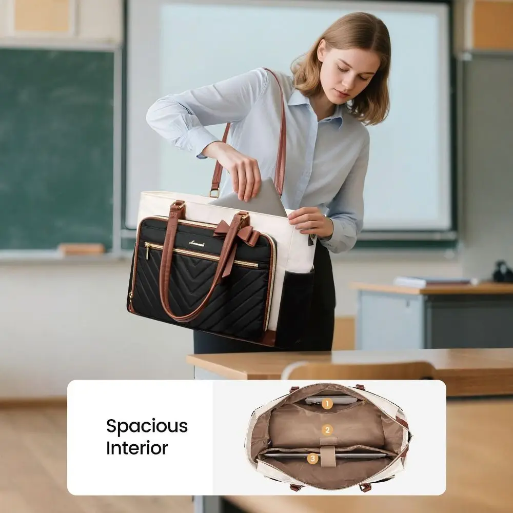 Stylish Large Capacity Insulated Lunch Tote 3 in 1 Design Water-Resistant Laptop Carrying Bag Durable Elegant Casual Bag Office
