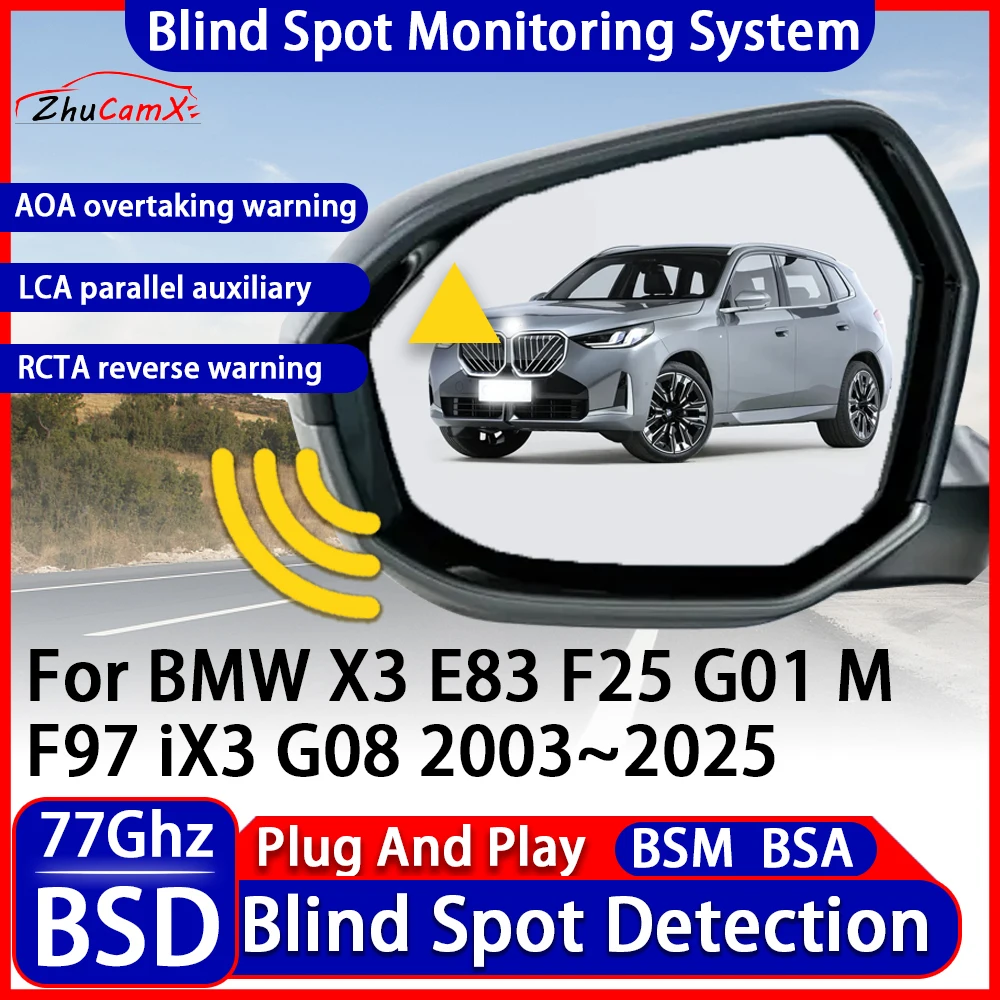 

Car BSD Blind Spot Detection Monitoring Warning System Change Lane Assistance For BMW X3 E83 F25 G01 M F97 iX3 G08 2003~2025