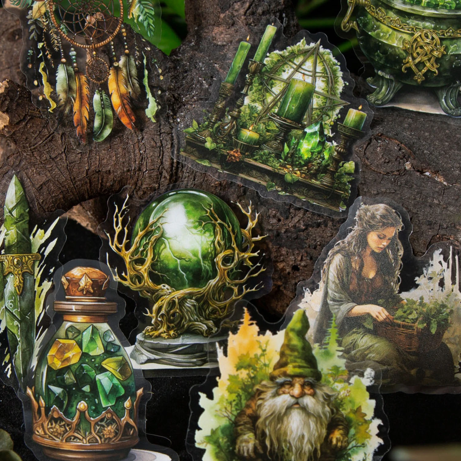 40piece/set Retro PET Stickers Sacred Book Series British Dream Handbook DIY Decorative Material Stickers Witch Theme Collage