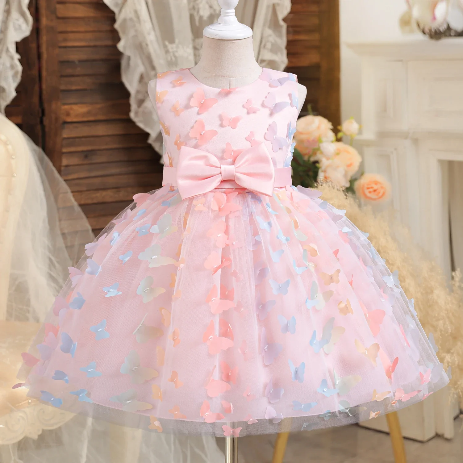 Vestito da festa per bambina principessa 3D farfalla maglia Tutu abito bambini compleanno matrimoni abito da ballo bambini costumi di Gala formali