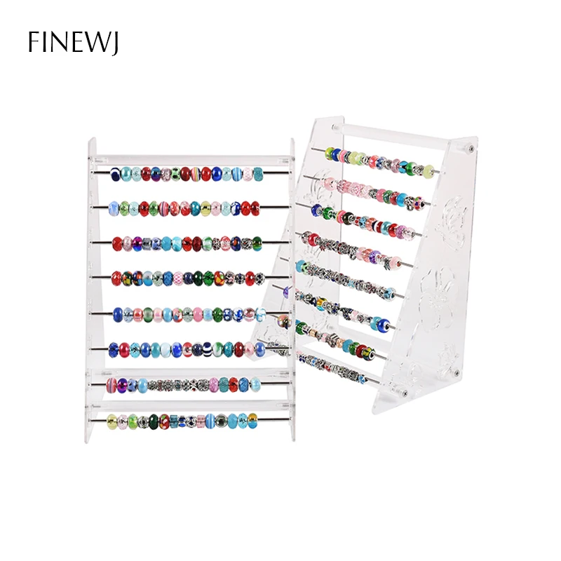 Transparent Acrylic Pendant Earring Display Stand Bracelet Bead Collection Holder Rondelles Rack Pandora E Series Charm Rod Tray