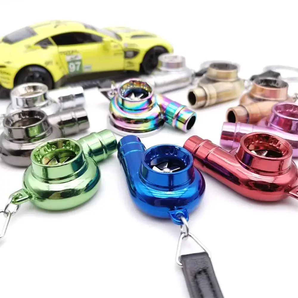 Whistling Sound Turbo Keychain for Car JDM Style Sleeve Bearing Spinning Auto Part Turbine Turbocharger Key Chain Ring