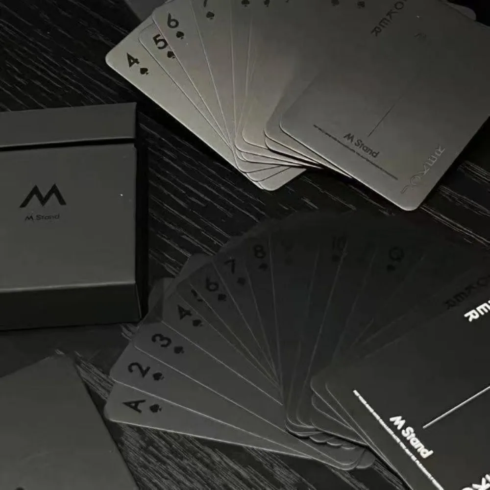 9 * 6 cm Czysta czarna srebrna folia Stemplowane karty do gry Cardistry, pełny zestaw, magiczne rekwizyty 54 szt. kart