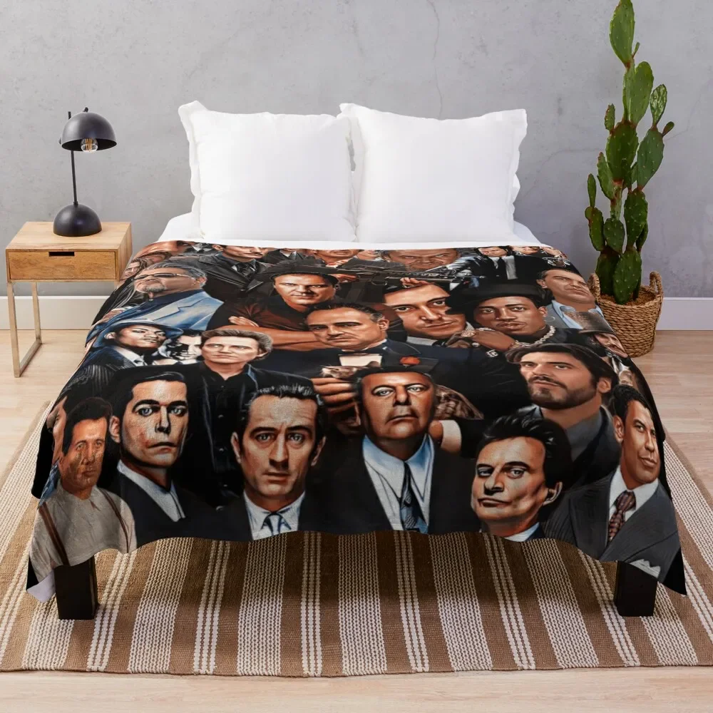 

Collage of Gangsters Throw Blanket Flannel Fabric Retros For Baby funny gift Blankets