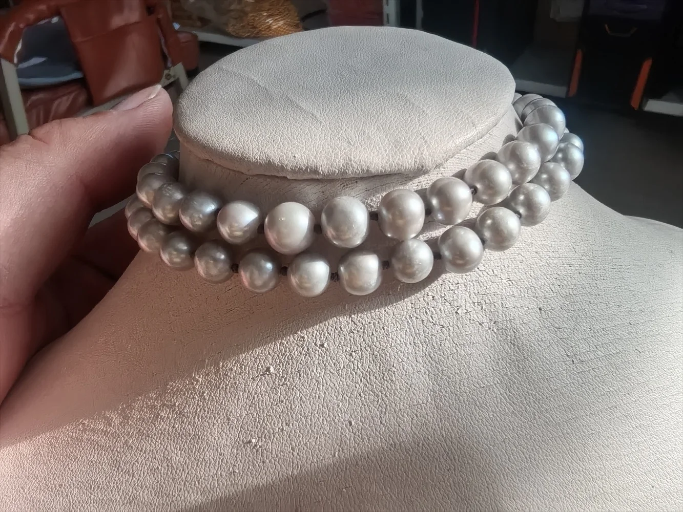 2 rows AAA 5-6mm Natural  Pearl south Sea gray Pearl  Bracelet 7.5-8inch