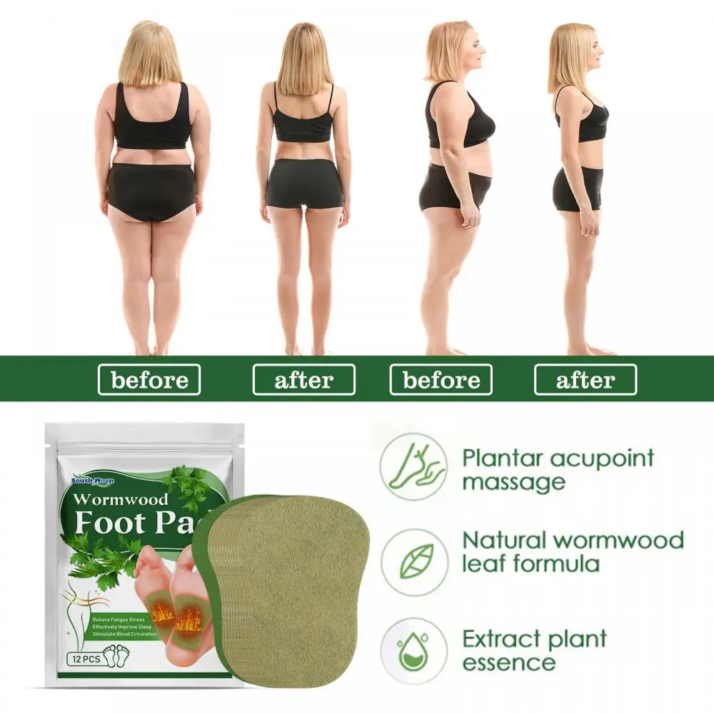 12/24/36/48Pcs Wormwood Foot Patch Natural Plant Detox Foot Sticker Relieve Stress Help Sleeping Lose Weight Healthcare Foot Pad