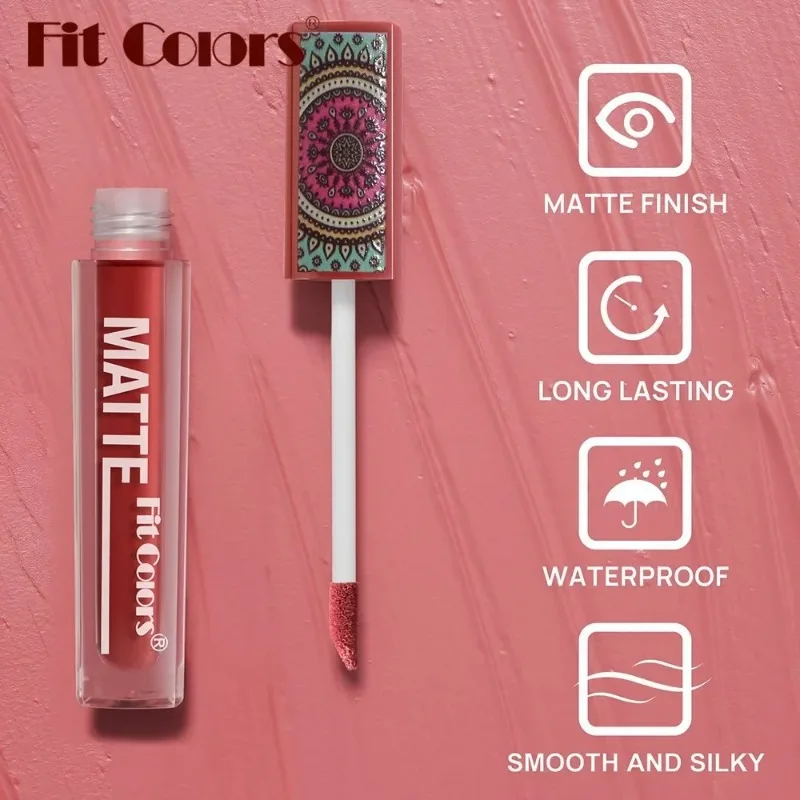 Lápiz labial mate de 6 colores, resistente al agua, textura de terciopelo, brillo de labios líquido, estilo bohemio, marrón tierra, taza antiadherente duradera, maquillaje de labios
