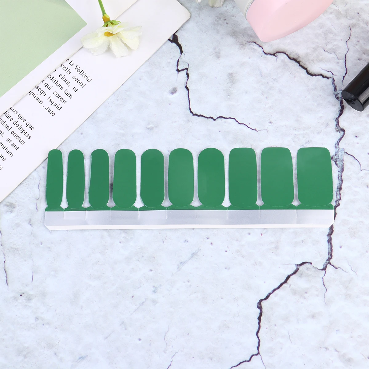 

1 Sheet/20pcs Solid Color Nail Art Sticker Charming Nail Decal Decoration DIY Manicure Accessory for Women Girls (Green)