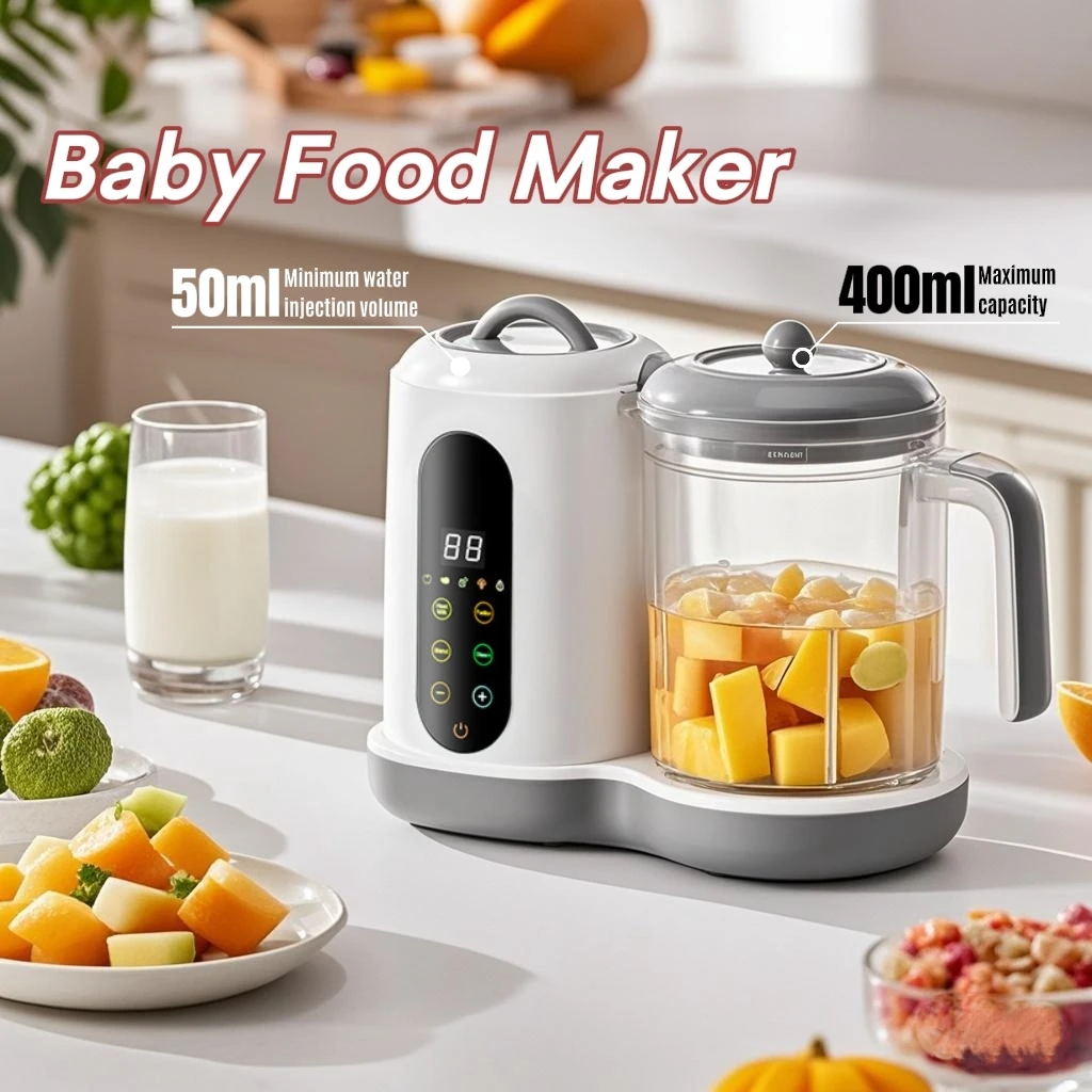 Multifunctionele babyvoedingmaker Automatische babyvoedingmachine Stoomboot Voedselmolens Puree Blender Melkverwarmer met temperatuurweergave