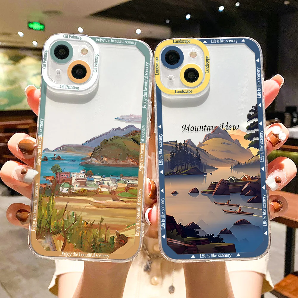 Case For Xiaomi Redmi Note 13 12 Pro 11 10 9 10S 10S 11S 13C Poco M6 X5 X3 NFC Mi 13T 11T 12T Lite Japanese Anime Scenery Cover