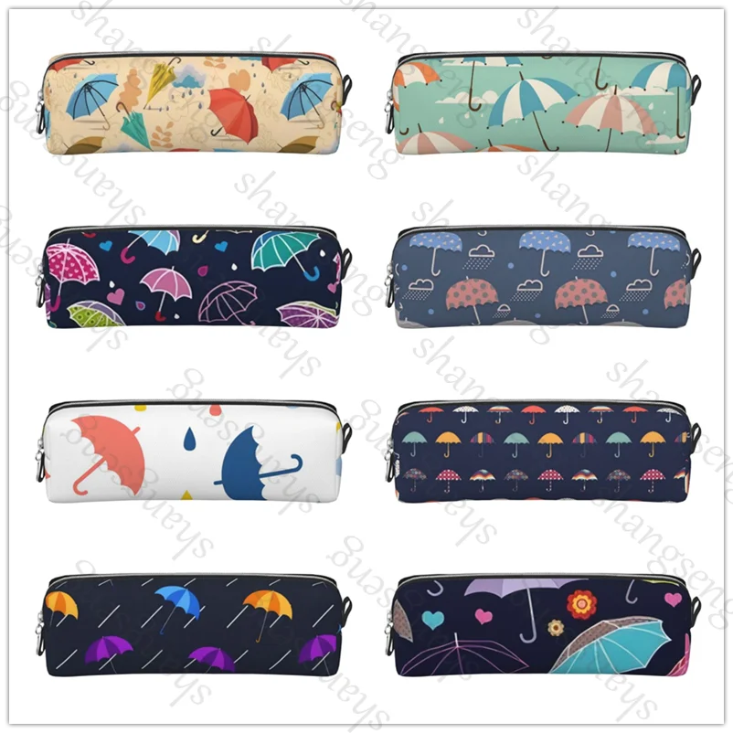 

Cartoon pattern of umbrella Leather Zipper Pencil Box Multifunctional Stationery Storage Bag Student Study Supplies Gift