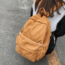 Schoolbag Female College Birthday Department Lazy Wind Simple Everything Washed Corduroy Backpack High School Students Backpack