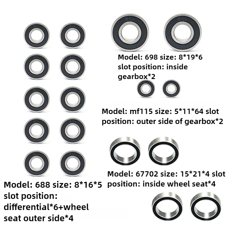 

18pcs Original Metal Bearings for 1/7 1/8 RC ARRMA 6S MOJAVE KRATON TYPHON INFRACTION FELONY OUTCAST Upgrade Parts