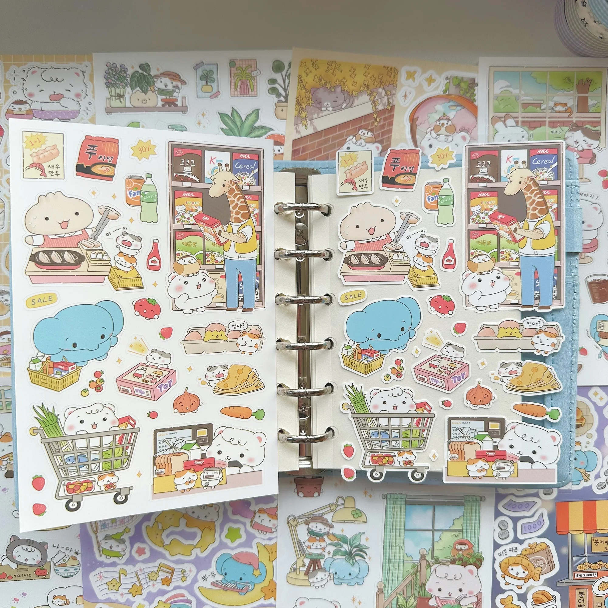 1/8PCS Korean Kawaii Fluffy Hamster Stickers Cute Cartoon Animal Stickers Hand Account Diary Scrapbook DIY Decorative Stickers view 4