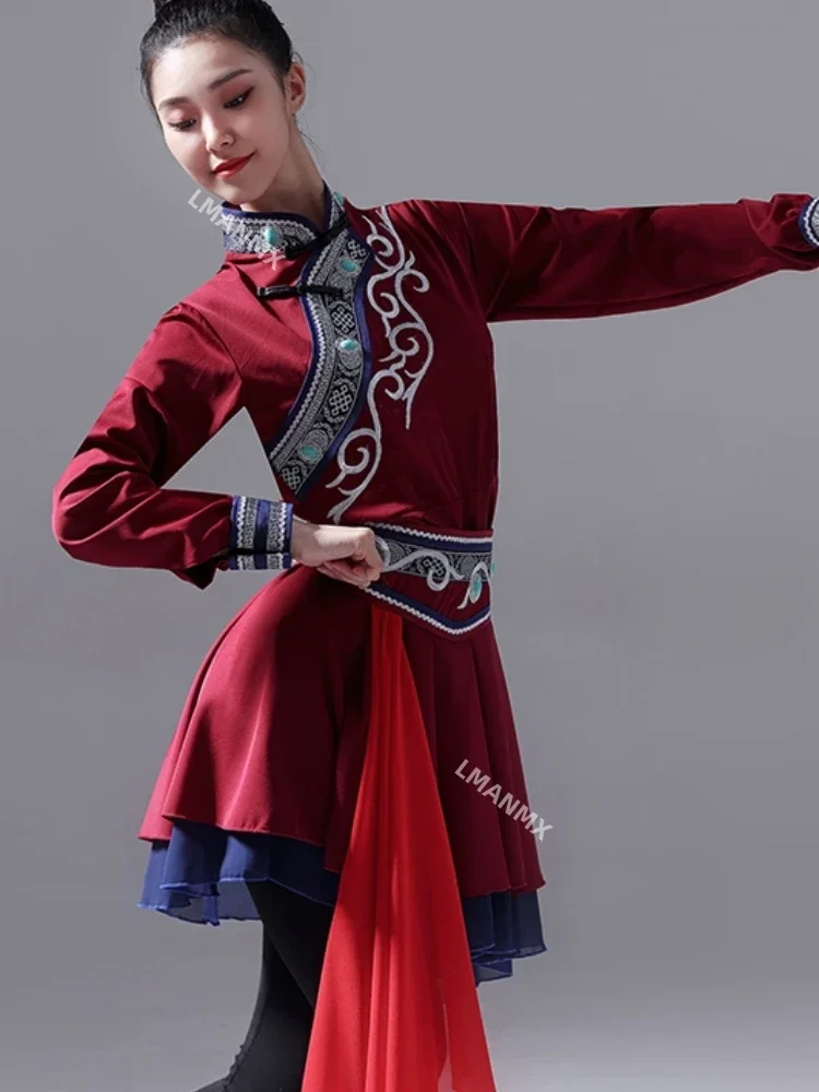 Mongolian Dance Costume Traditional Costume Female National Dance Tibetan Practice Clothes Mongolian Ancient Yangko Dance