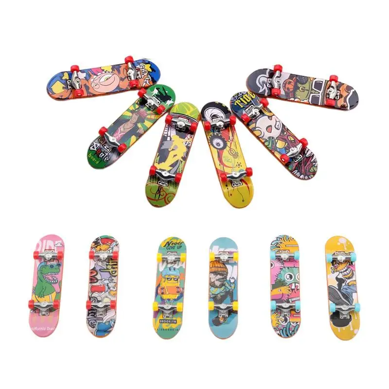 12 stks Vinger Skateboards set voor Kinderen Mini Toets Speelgoed Willekeurige Kleur Dubbele Kromtrekken Plaat Skateboard voor Kinderen speelgoed Gift