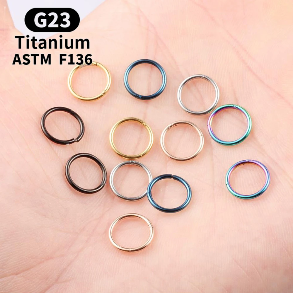 10pcs G23 Titanium Wholesale Hoop Earring  Nose Ring For Women Piercing Jewelry Lip Ear Ring Hoop Mixed Color Body Clips Hinge