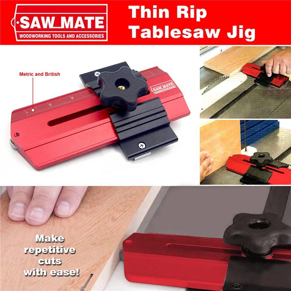 

Woodworking Thin Rips Jig Repetitive Narrow Strip Cuts Thin Rips Table Saw Jig for Tablesaw Band Saw Router Table