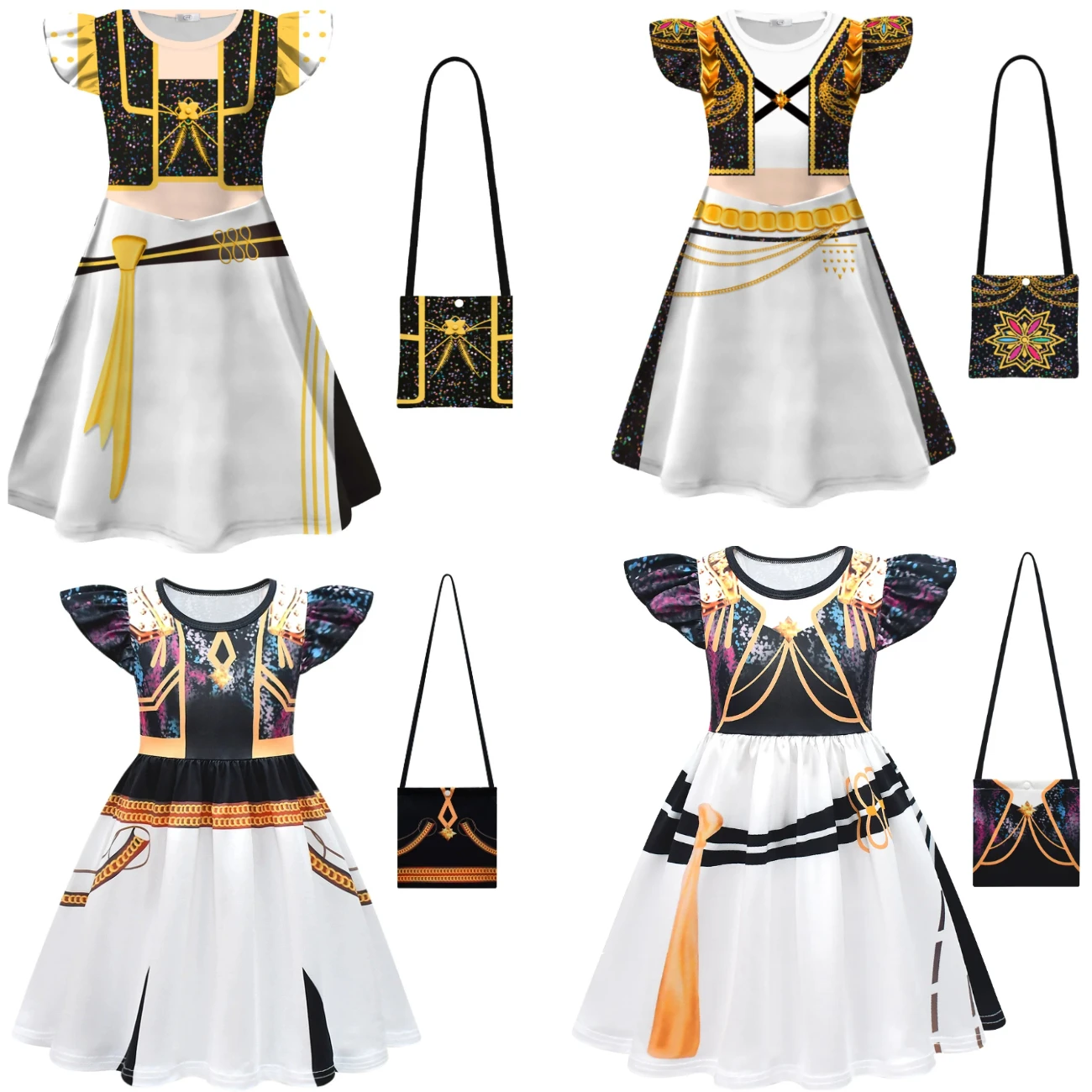 

Huntrix Anime Cosplay Costume for Girls - KPop Demon Hunter Princess Dress with Flying Sleeves, Halloween Carnival Party Outfit