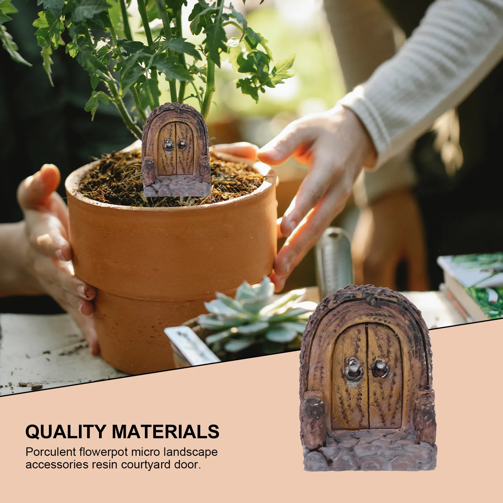 5Pcs Resin Courtyard Door Decorations Mini Wooden Simulation Gate Ornaments for Garden Micro Landscape DIY Supplies Resin Craft
