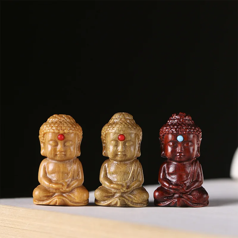 Buddha Decoration Red Sandalwood Lotus Seat Buddha Statue Removable Ornament Car Interior Creative DIY Pendant Holiday gifts