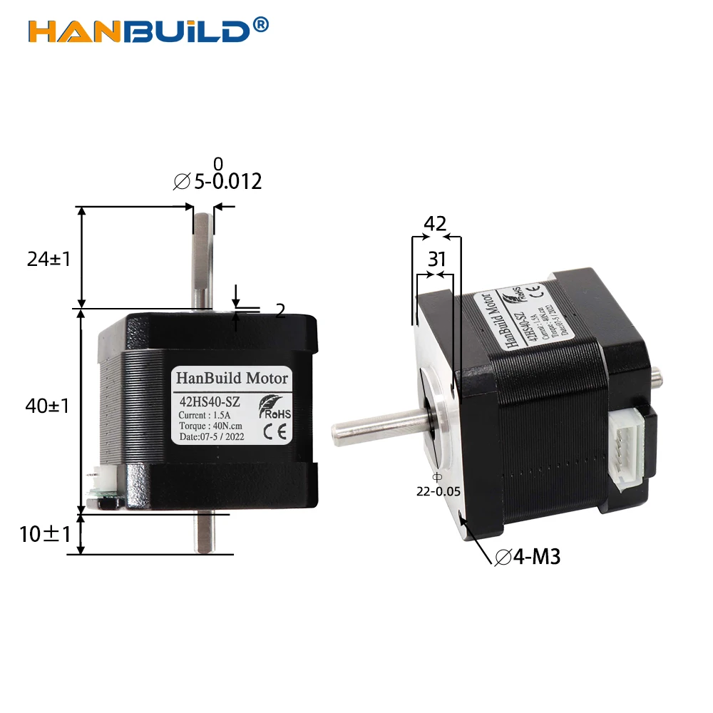 Nema17 Stepper Motor 17HS4401S-SZ 4-lead double shaft motor For 3D Printer Monitor Equipment