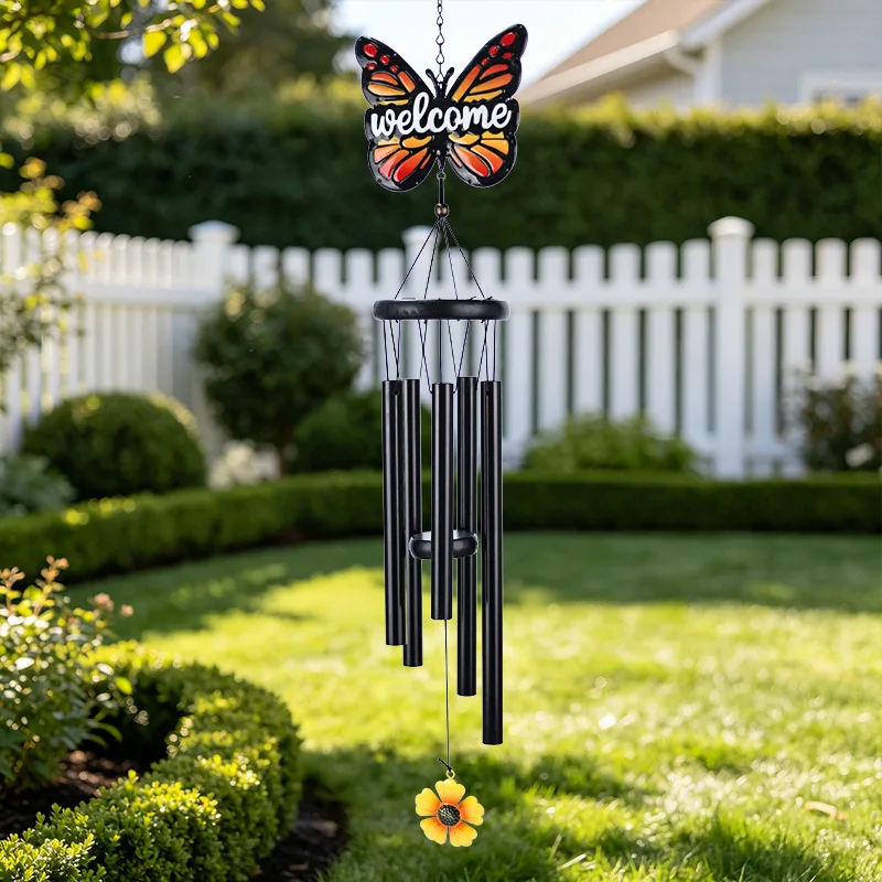 Butterfly with Alphabet Wind Chimes Courtyard Garden Outdoor Balcony Decoration Villa Kindergarten Decoration Pendant
