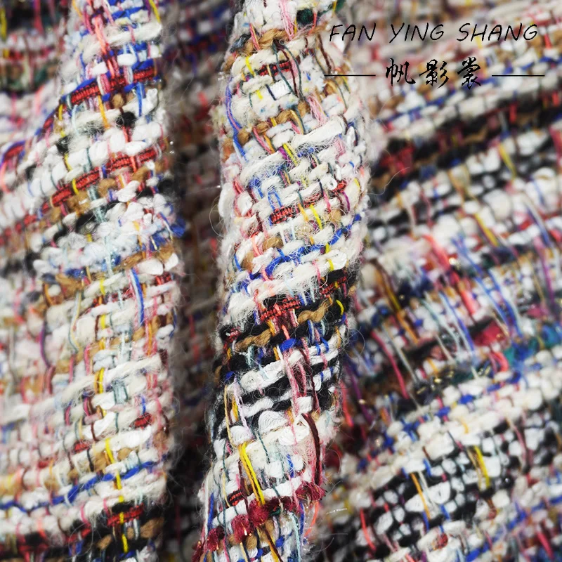 2025 كلاسيكي ملون خيط الصوف تويد النسيج لبدلة معطف Telas Costura Tissus Couture ткан الخياطة Stoffe Tecido القماش