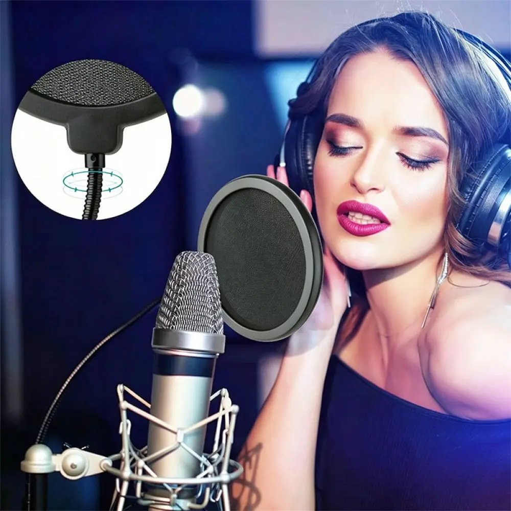 Professional Pop Filter For Microphone Dual Layer Wind Shield For Clear Voice Recording Studio Broadcasting Tech