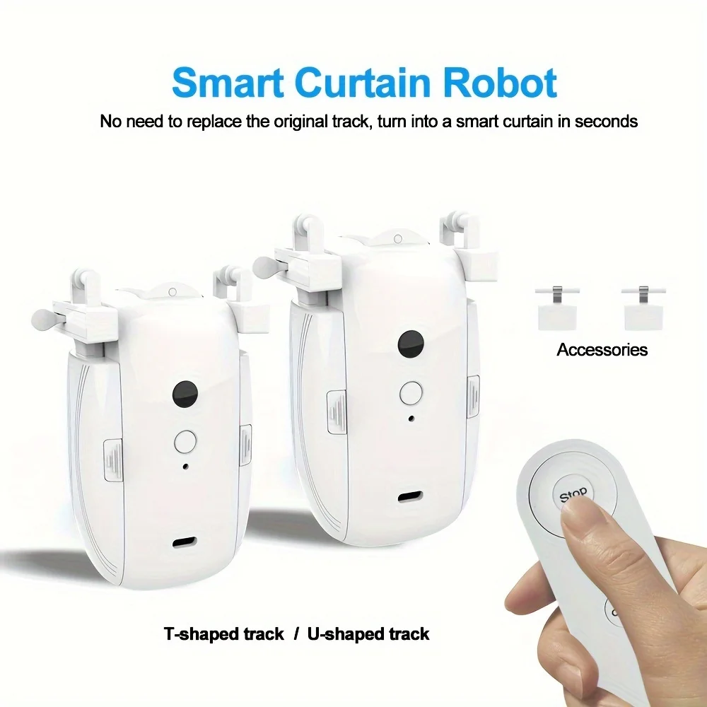 Smart For Home Curtain Opener T/U Track Curtain Motor Robot,Limited to only Remote Button Control Automatic Curtain Opener