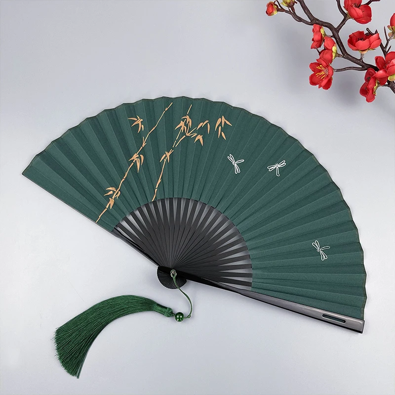 Folding Fan for Men and Women Dance Hand Fan Wedding Gift Craft Fan Silk Cloth Durable Easy Opening and Cleaving Hand Fan