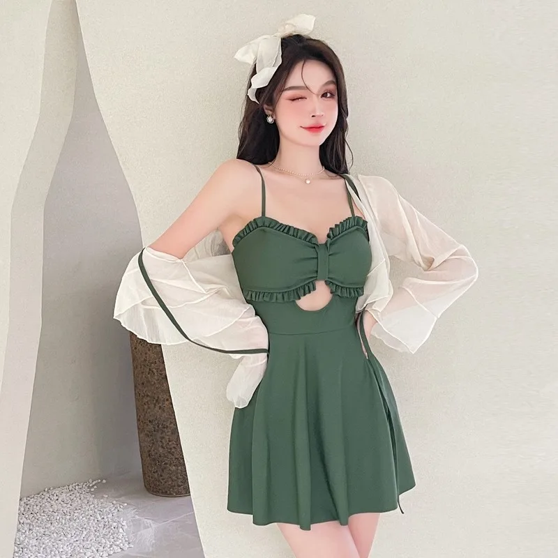 Cover-up Women Slim Chic Korean Fashion Sweet Spicy Girl Sun-proof Hollow Out Beach Style Holiday Trendy Summer Leisure Swimwear