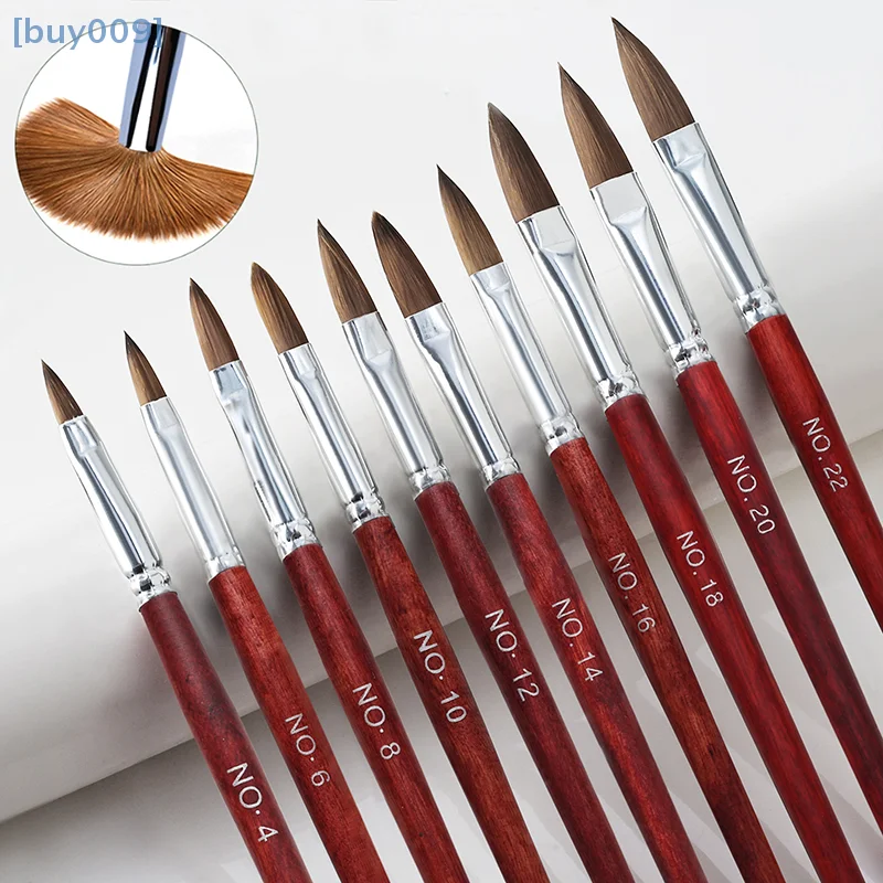 【buy009】فرشاة فنية للأظافر بمقبض خشبي، فرشاة فنية للأظافر، فرشاة جل منشئ، أدوات تنظيف الأظافر، أدوات رسم لصالون الأظافر، مقاس 4-2
