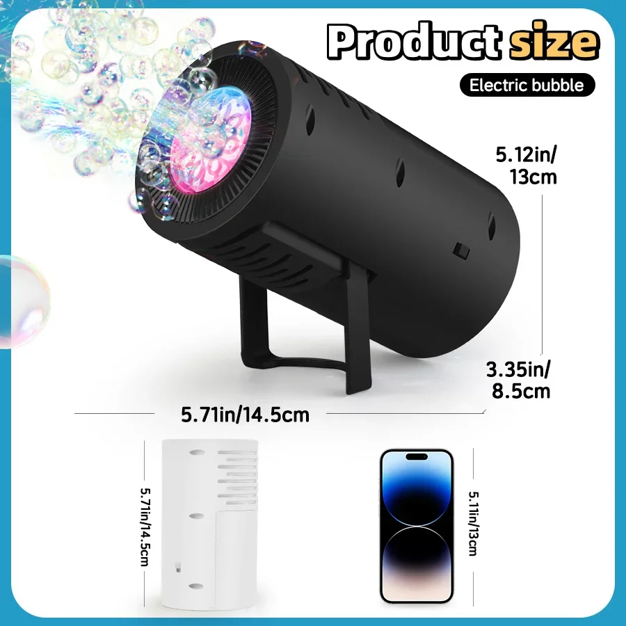 Bubbles Machine Handheld with Light Eletric Automatic Bubble Soap Blowing Toy Children Indoor Outdoor Wedding Party Props Game