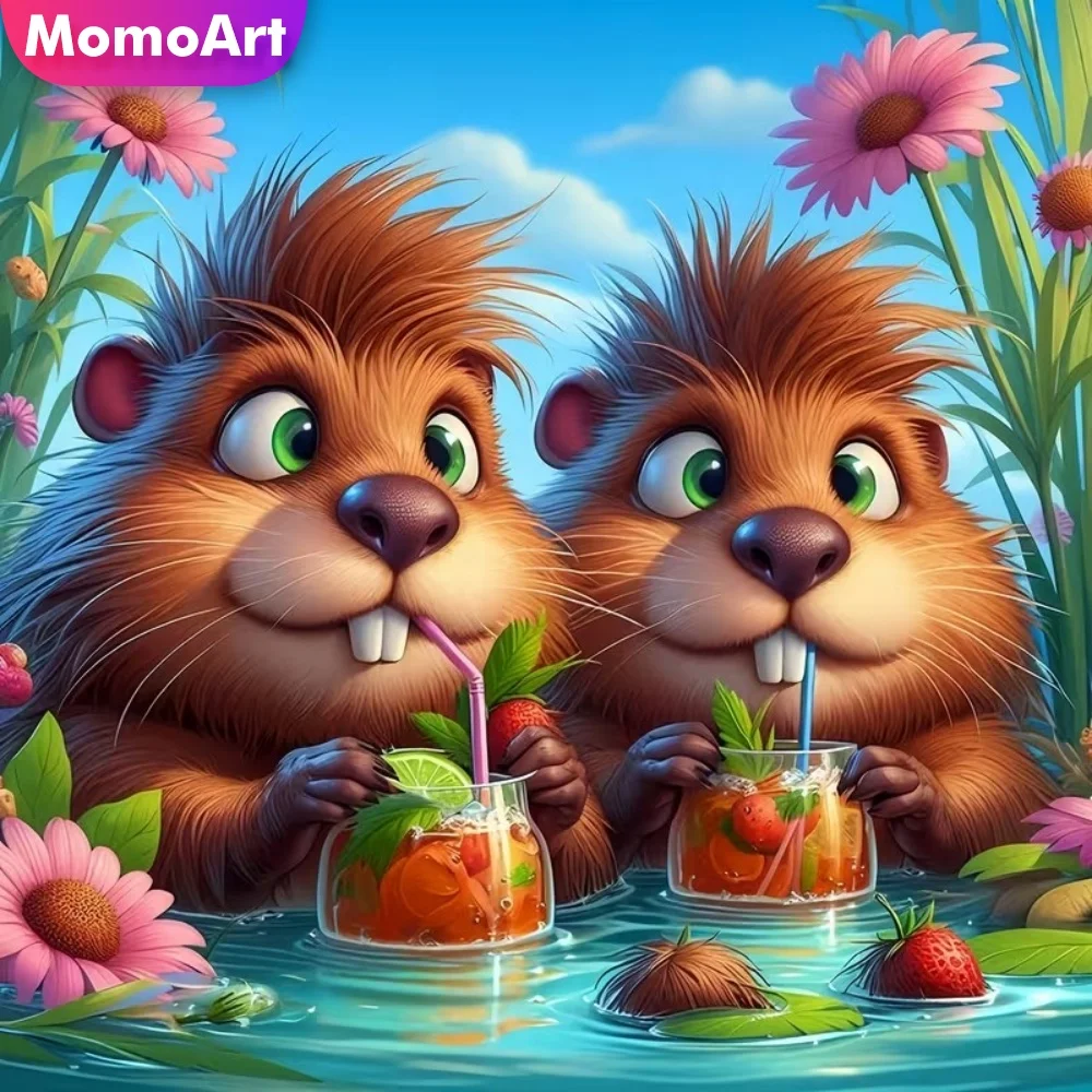 Momoart Diamond Painting Maus-Tier-Bastelset, geeignet für Anfänger, Diamant-Mosaik, Cartoon-DIY-Stickerei, Weihnachtsgeschenke