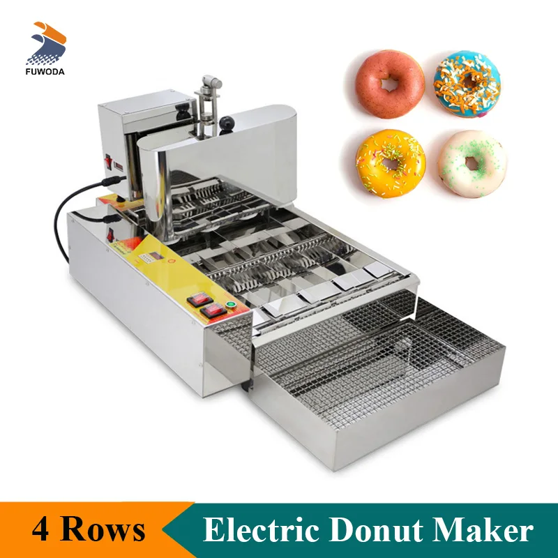 Commercial Doughnut Making Machine 4-row Mini Donut Fryer Maker 2.8KW Dessert Frying Equipment High Quality