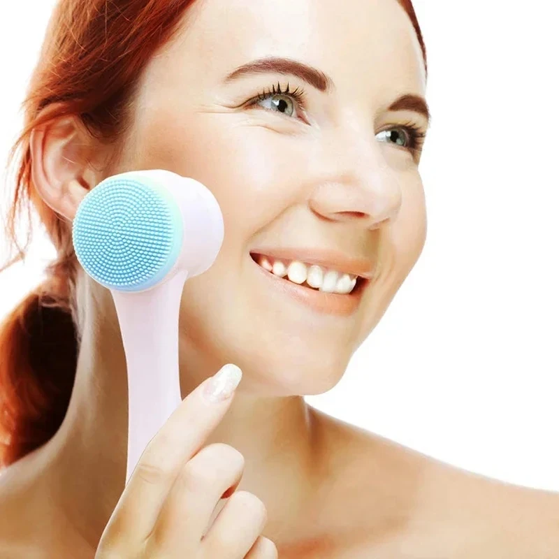 Dupla Face Face Cleansing Brush, Facial Cleanser, Cravo Remoção Produto, Poro Cleaner, Esfoliante, Silicone Face Scrub