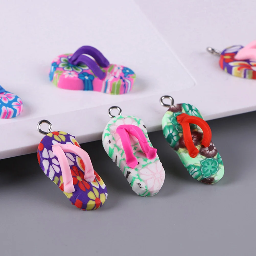 50 Pcs Soft Clay Slippers Pendant Flip-flops Candy Necklace Accessories Ornament Locket Choker Necklaces Model Shoe Bracelet