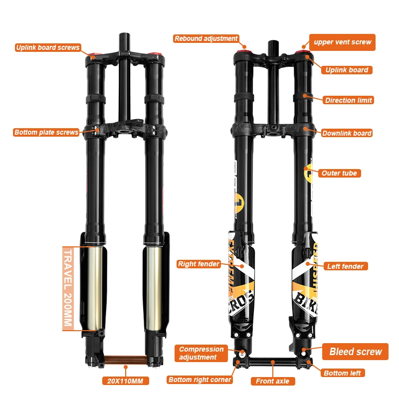 Fastace ALX13RC 1.0/2.0 Front Fork Hydraulic Suspension Electric Dirty Bike Rear Shock 265mm for Surron Talaria Sting Gold