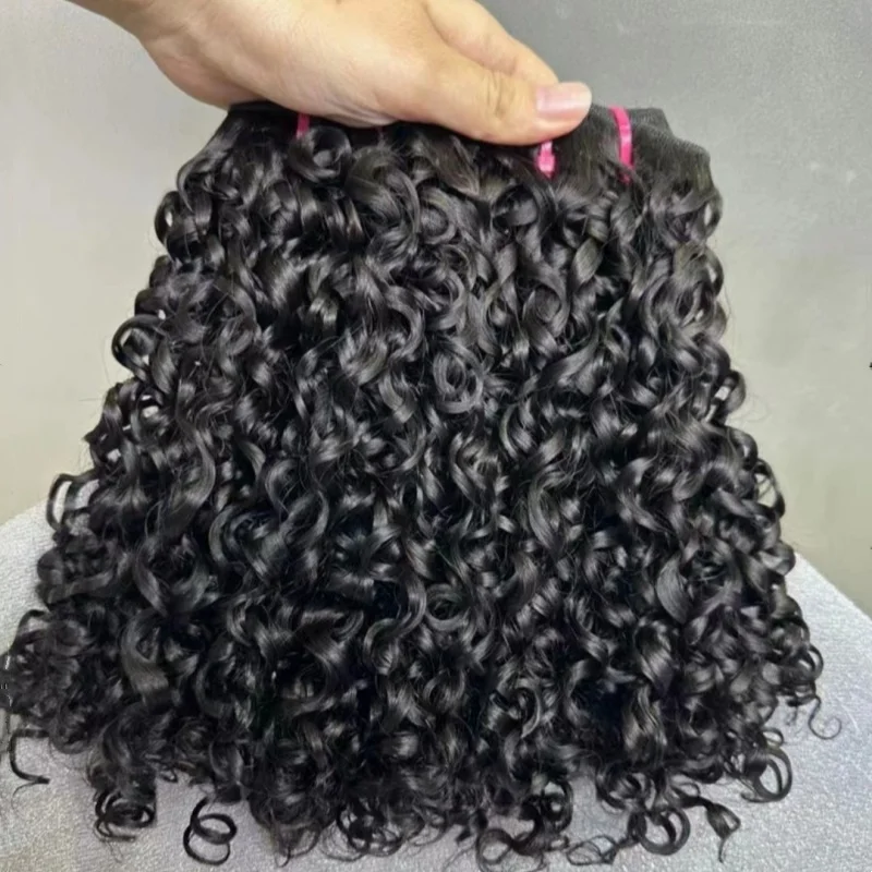 Pixie Curl Double Drawn Hair Bundles 10-30inch Brazilian Hair Weave 3/4 Bundles Kinky Pissy Curly Human Hair Bundles Extensions